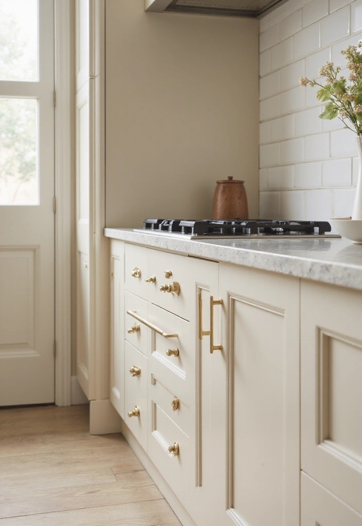 25 Beige Kitchen Cabinets That Feel Chic and Calm 11 25 Beige Kitchen Cabinets That Feel Chic and Calm - 11. Stylish Hardware