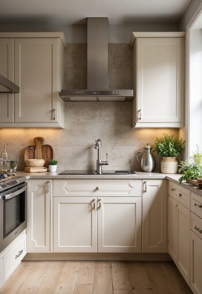 25 Beige Kitchen Cabinets That Feel Chic and Calm 14 25 Beige Kitchen Cabinets That Feel Chic and Calm - 14. Layered Textures