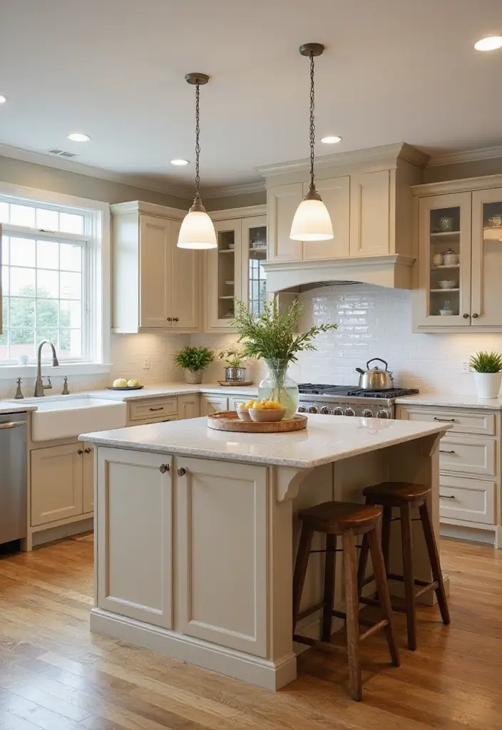 25 Beige Kitchen Cabinets That Feel Chic and Calm 19 25 Beige Kitchen Cabinets That Feel Chic and Calm - 19. Functional Kitchen Island