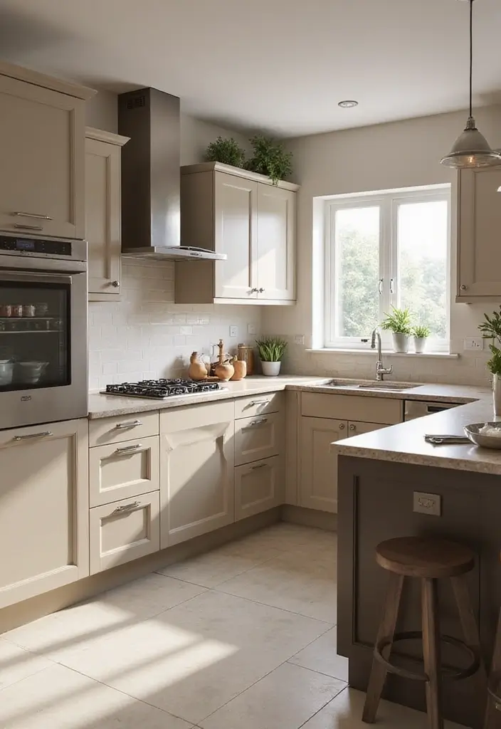 25 Beige Kitchen Cabinets That Feel Chic and Calm 5 25 Beige Kitchen Cabinets That Feel Chic and Calm - 5. Two-Tone Beauty