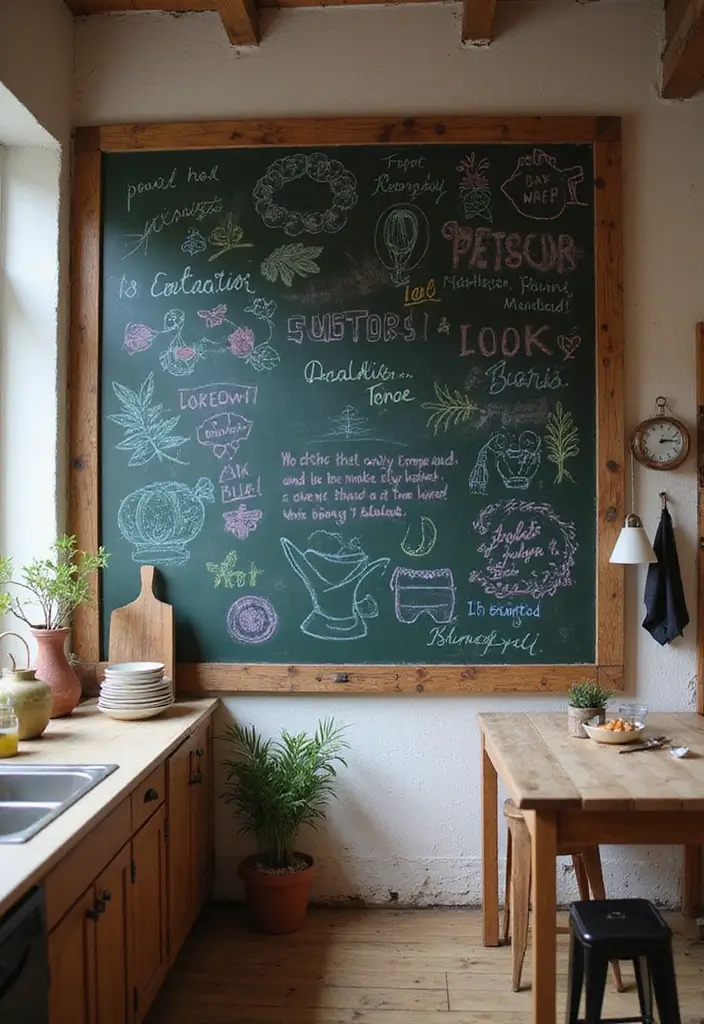 25 Cozy Kitchen Ideas Perfect for a Warm Home Vibe - 16. Chalkboard Walls