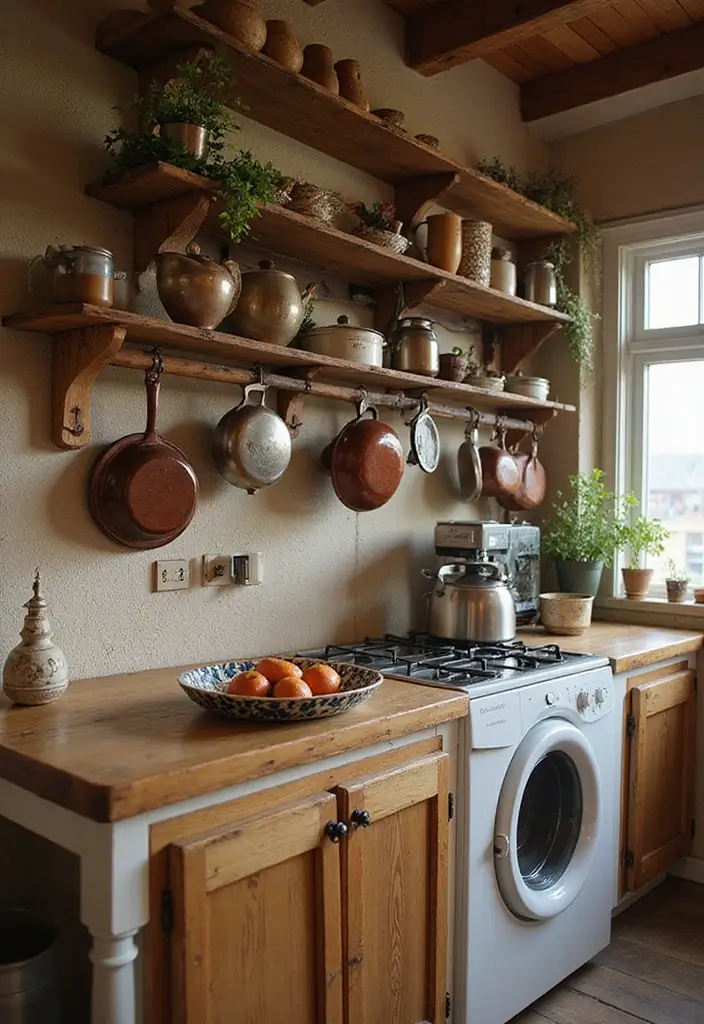 25 Cozy Kitchen Ideas Perfect for a Warm Home Vibe - 22. Charming Pot Racks