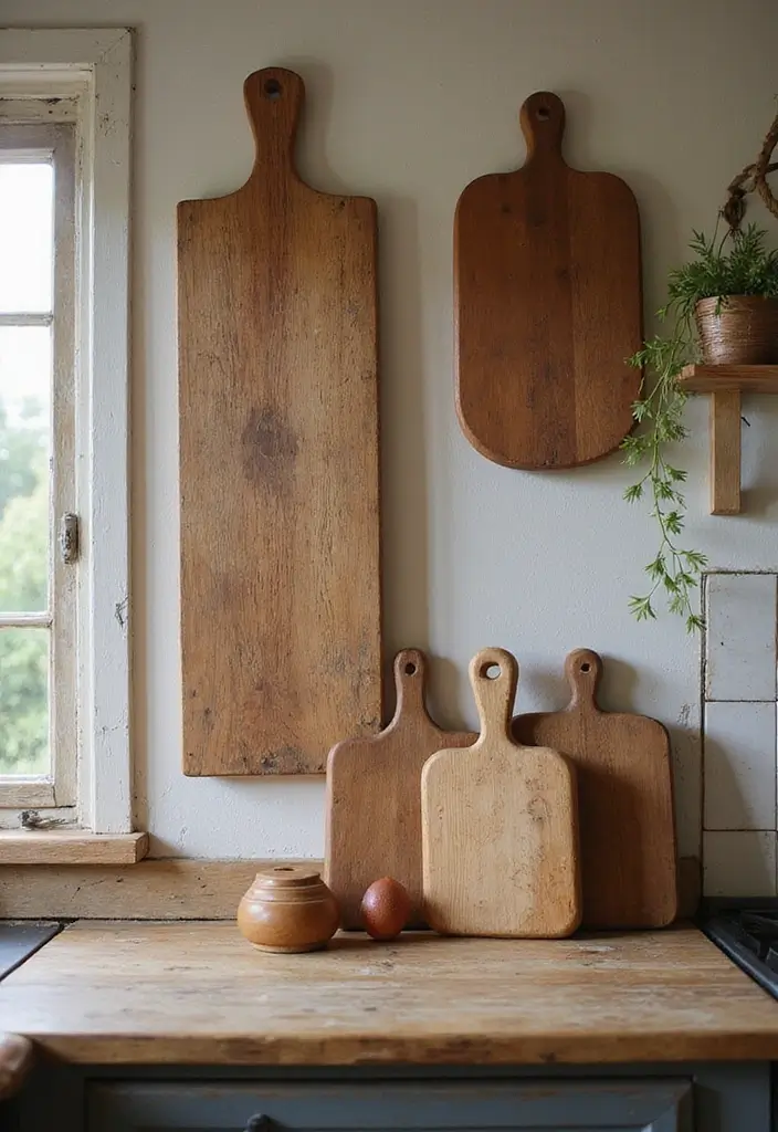 25 Farmhouse Kitchen Ideas for a Timeless Rustic Feel - 12. Vintage Cutting Boards