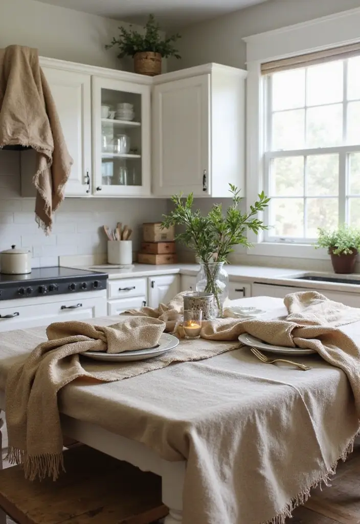 25 Farmhouse Kitchen Ideas for a Timeless Rustic Feel - 13. Textured Fabrics