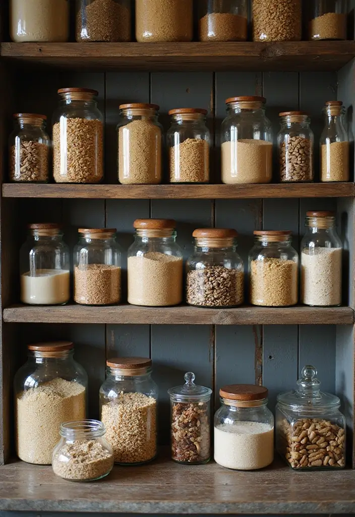 25 Farmhouse Kitchen Ideas for a Timeless Rustic Feel - 17. Vintage Jars and Containers