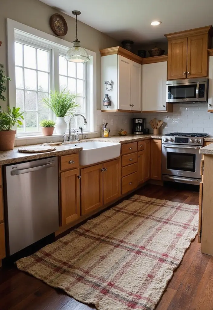 25 Farmhouse Kitchen Ideas for a Timeless Rustic Feel - 18. Farmhouse-Style Rugs
