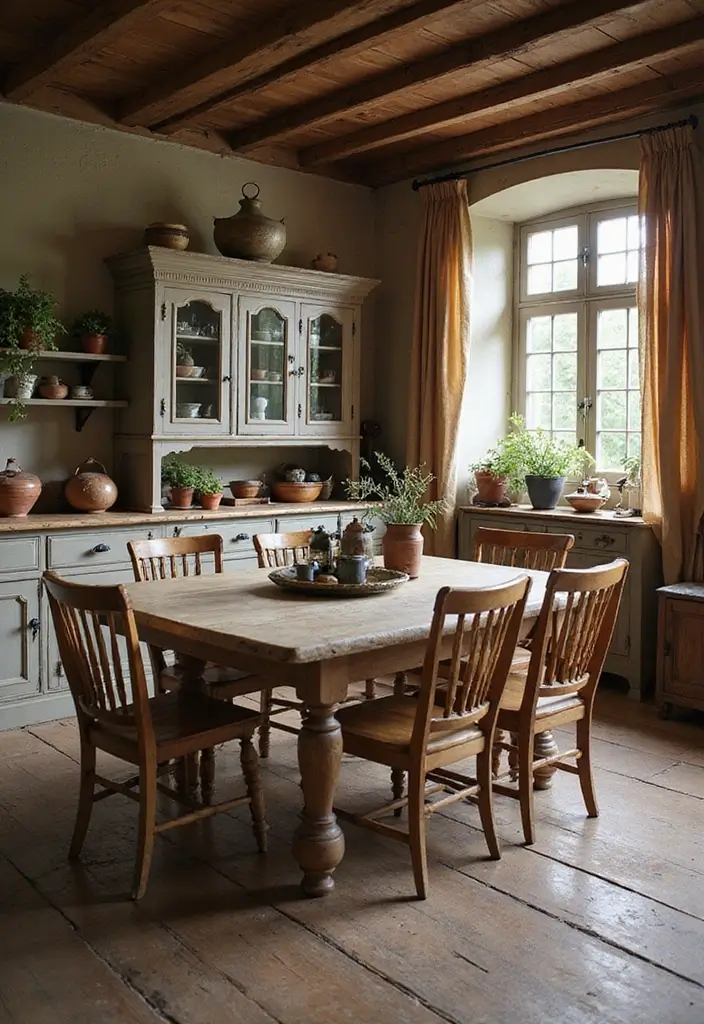 25 Farmhouse Kitchen Ideas for a Timeless Rustic Feel - 20. Antique Furniture