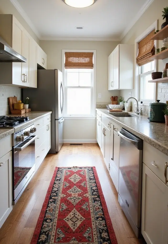 25 Narrow Kitchen Ideas That Save Every Inch of Space - 25. Stylish Rugs