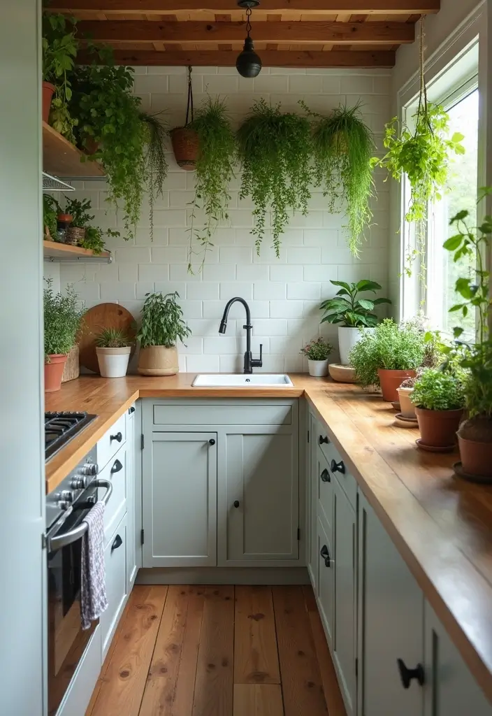 25 Small Galley Kitchen Ideas That Actually Look Big - 11. Integrate Plants for Freshness