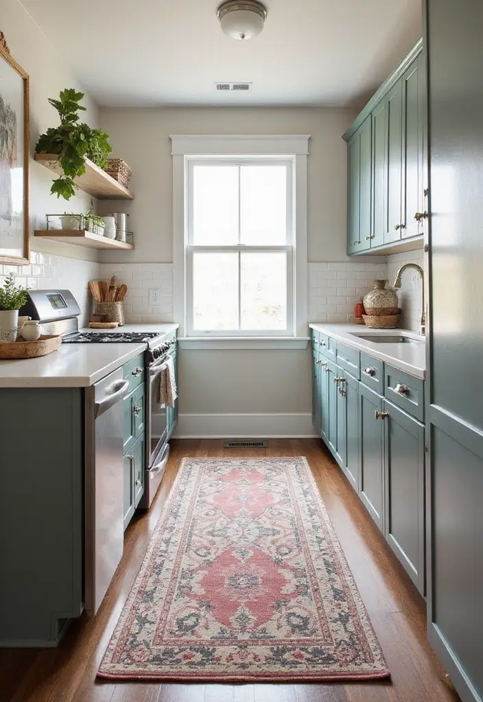 25 Small Galley Kitchen Ideas That Actually Look Big - 13. Use Rugs Wisely