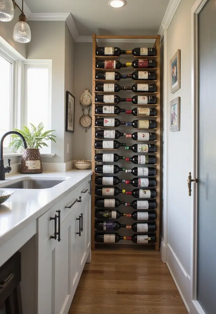 25 Small Galley Kitchen Ideas That Actually Look Big - 21. Vertical Wine Storage