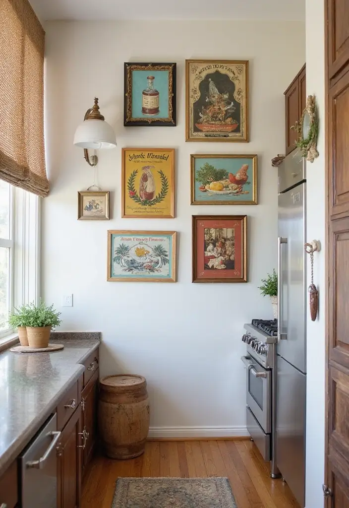 25 Small Galley Kitchen Ideas That Actually Look Big - 23. Artistic Wall Decor