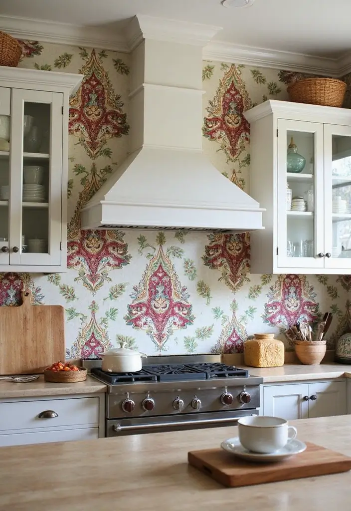 25 Unique Kitchen Backsplash Ideas That Totally Stand Out - 10. Fabric or Wallpaper Panels
