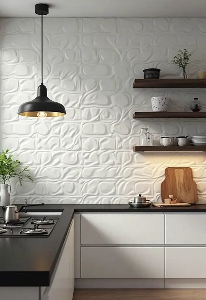 25 Unique Kitchen Backsplash Ideas That Totally Stand Out - 23. 3D Wall Panels