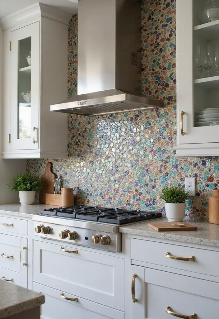 25 Unique Kitchen Backsplash Ideas That Totally Stand Out - 6. Recycled Glass Tiles