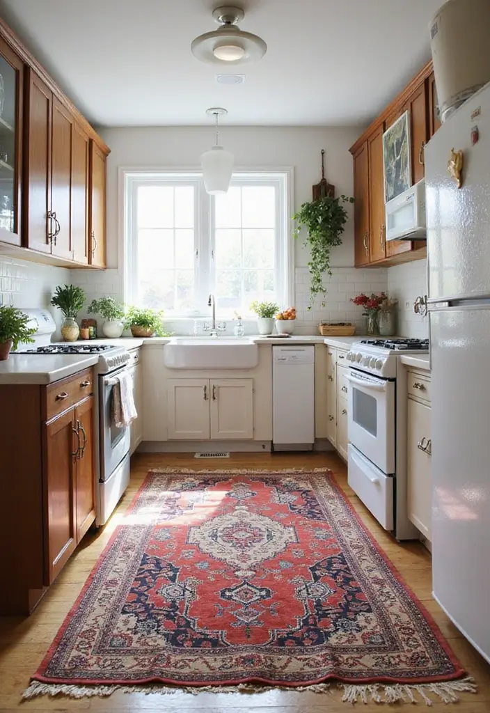 26 Boho Kitchen Ideas That Look Fun and Free 12 26 Boho Kitchen Ideas That Look Fun and Free - 12. Layered Rugs for a Cozy Feel
