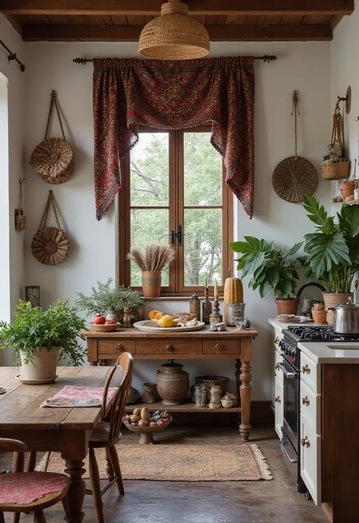 26 Boho Kitchen Ideas That Look Fun and Free 16 26 Boho Kitchen Ideas That Look Fun and Free - 16. Combining Cultures in Decor