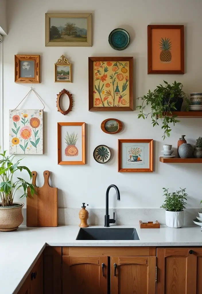 26 Boho Kitchen Ideas That Look Fun and Free 4 26 Boho Kitchen Ideas That Look Fun and Free - 4. Quirky Wall Art for Personality