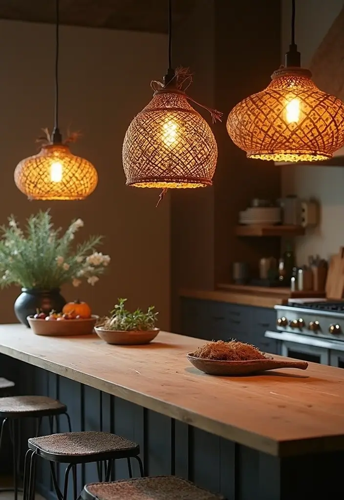 26 Boho Kitchen Ideas That Look Fun and Free 7 26 Boho Kitchen Ideas That Look Fun and Free - 7. Statement Lighting Fixtures