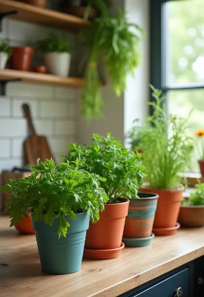 26 Boho Kitchen Ideas That Look Fun and Free 8 26 Boho Kitchen Ideas That Look Fun and Free - 8. Indoor Herbs for Freshness