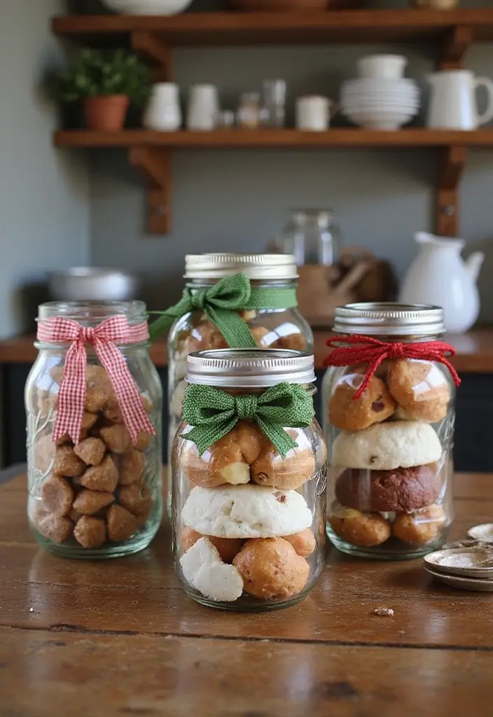 26 Christmas Kitchen Decor Ideas That Spark Holiday Magic - 11. Decorative Mason Jars