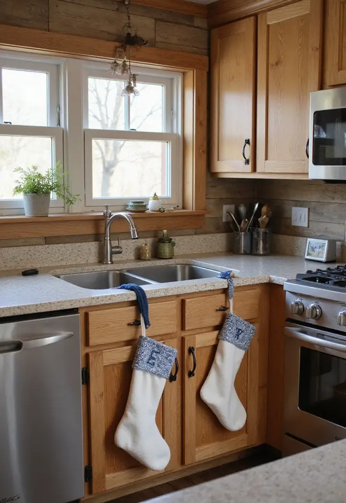 26 Christmas Kitchen Decor Ideas That Spark Holiday Magic - 5. Charming Stockings