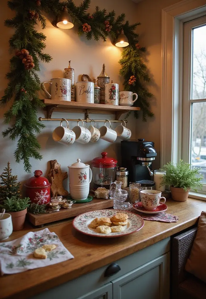 26 Christmas Kitchen Decor Ideas That Spark Holiday Magic - 6. Seasonal Coffee Bar