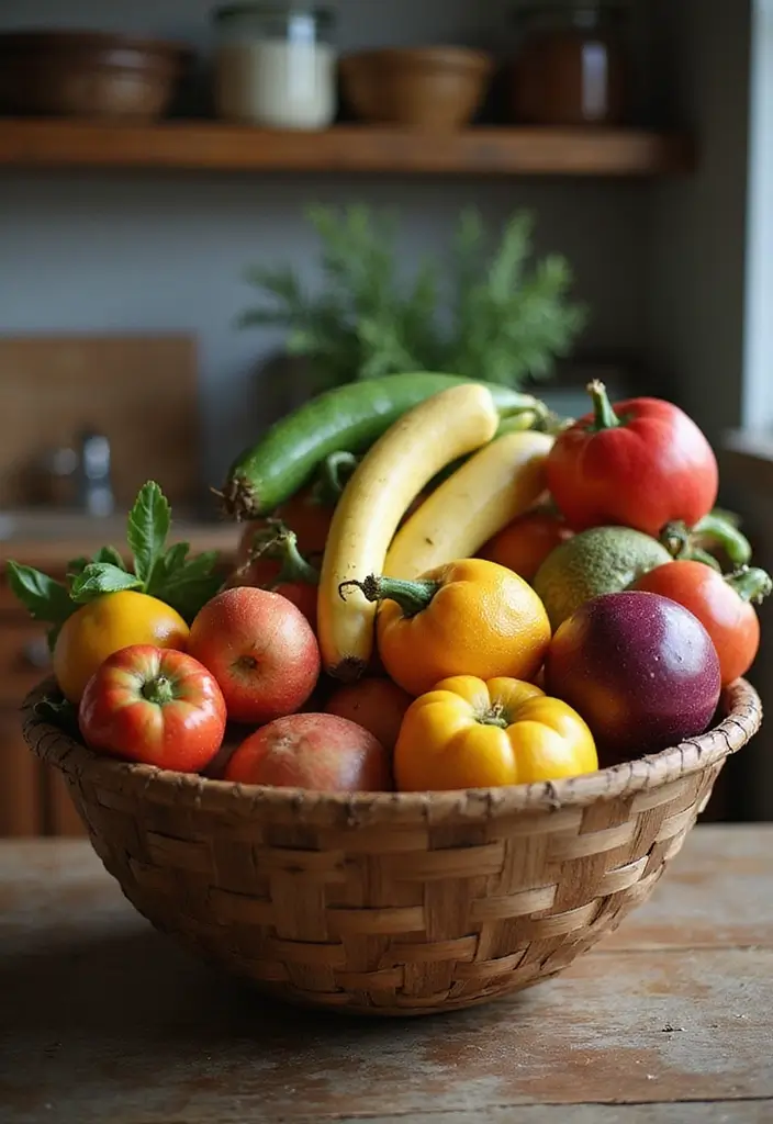 26 Fruit Basket Kitchen Ideas That Look Cute and Fresh 17 26 Fruit Basket Kitchen Ideas That Look Cute and Fresh - 17. Fresh Fruit and Vegetable Baskets