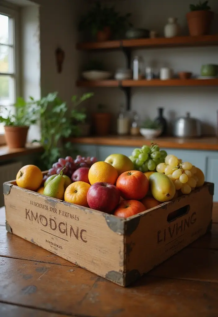 26 Fruit Basket Kitchen Ideas That Look Cute and Fresh 18 26 Fruit Basket Kitchen Ideas That Look Cute and Fresh - 18. Farm Fresh Produce Box