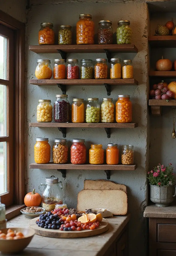 26 Fruit Basket Kitchen Ideas That Look Cute and Fresh 21 26 Fruit Basket Kitchen Ideas That Look Cute and Fresh - 21. Glass Jar Wall Displays