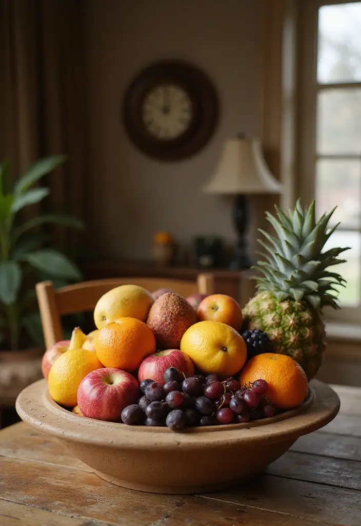 26 Fruit Basket Kitchen Ideas That Look Cute and Fresh 6 26 Fruit Basket Kitchen Ideas That Look Cute and Fresh - 6. Colorful Fruit Bowl Centerpiece