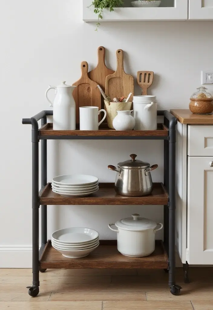 26 Kitchen Corner Ideas That Unlock Hidden Potential 16 26 Kitchen Corner Ideas That Unlock Hidden Potential - 16. Corner Trolley Cart