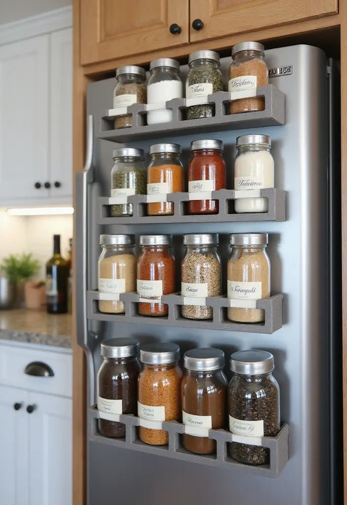 26 Kitchen Corner Ideas That Unlock Hidden Potential 4 26 Kitchen Corner Ideas That Unlock Hidden Potential - 4. Magnetic Spice Rack