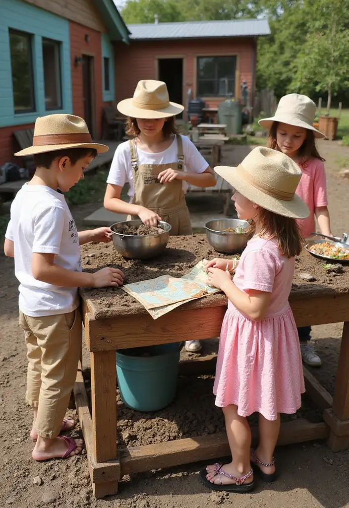 26 Mud Kitchen Ideas That Kids Will Absolutely Love - 22. Adventure-Themed Mud Kitchen
