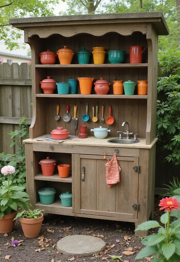 26 Mud Kitchen Ideas That Kids Will Absolutely Love - 3. Compact Corner Mud Kitchen