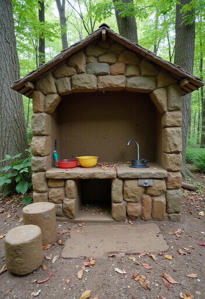 26 Mud Kitchen Ideas That Kids Will Absolutely Love - 6. Nature-Inspired Mud Kitchen