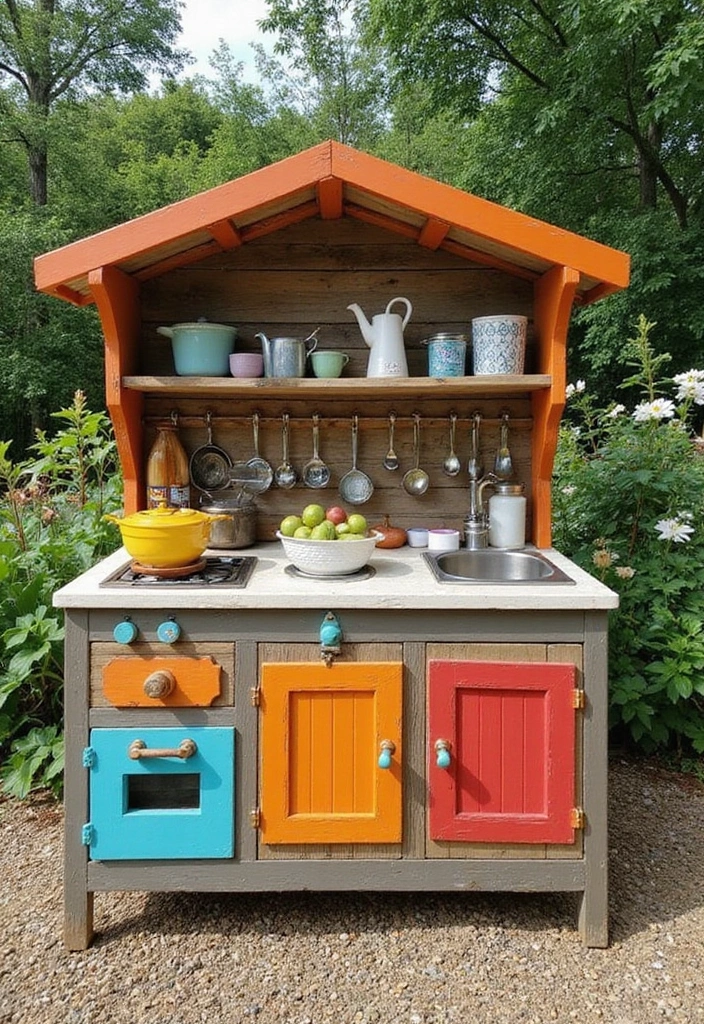 26 Mud Kitchen Ideas That Kids Will Absolutely Love - 8. DIY Mud Kitchen with Reclaimed Wood