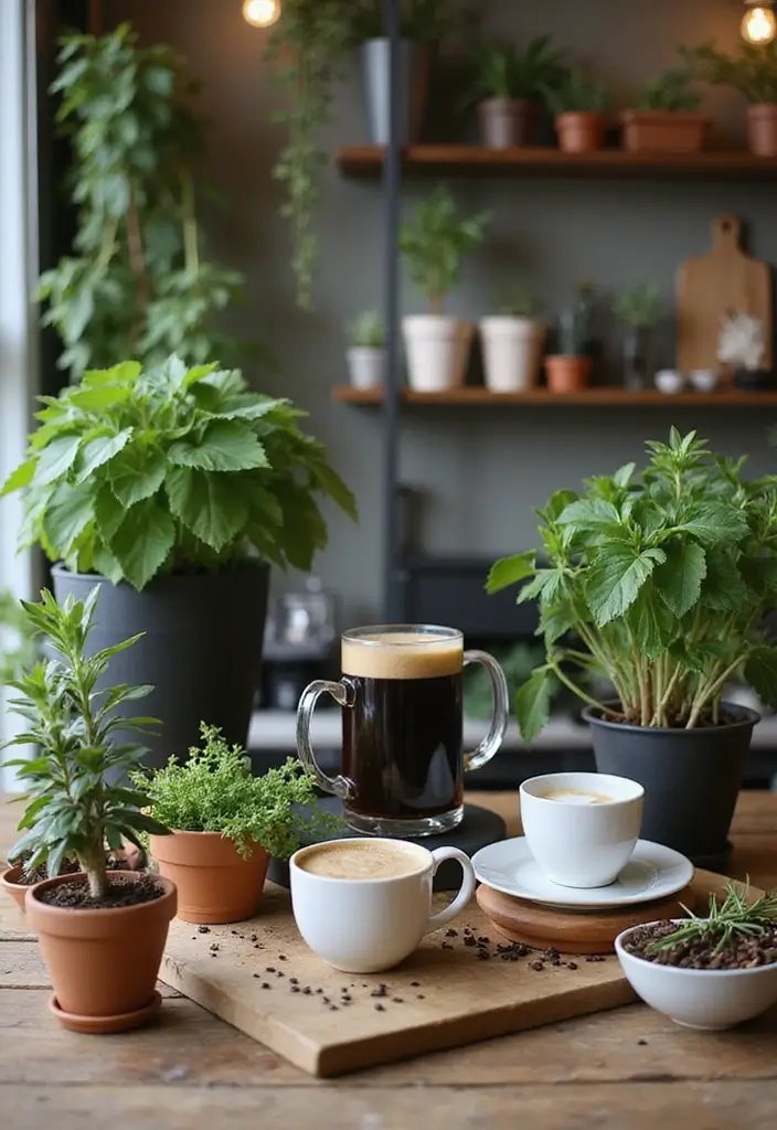27 Coffee Bar Ideas Kitchen Counters Can’t Live Without 16 27 Coffee Bar Ideas Kitchen Counters Can’t Live Without - 16. Coffee & Plant Combo