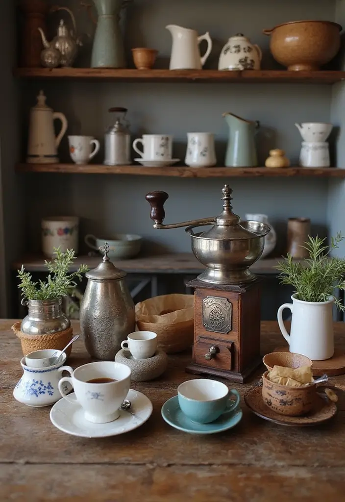 27 Coffee Bar Ideas Kitchen Counters Can’t Live Without 20 27 Coffee Bar Ideas Kitchen Counters Can’t Live Without - 20. Vintage Finds