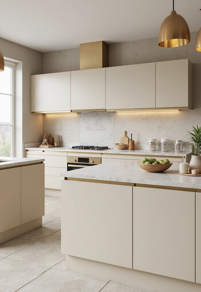 27 Cream Kitchen Ideas You’ll Want to Copy Right Away 15 27 Cream Kitchen Ideas You’ll Want to Copy Right Away - 15. Cream with Metallic Accents