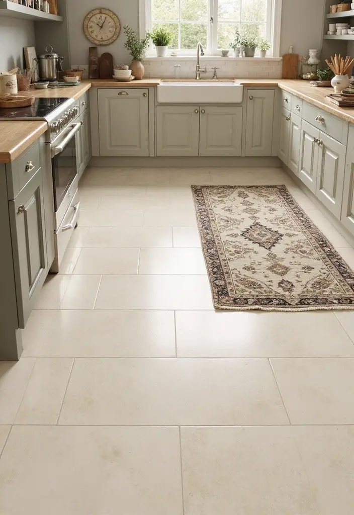 27 Cream Kitchen Ideas You’ll Want to Copy Right Away 16 27 Cream Kitchen Ideas You’ll Want to Copy Right Away - 16. Cream Tile Floors