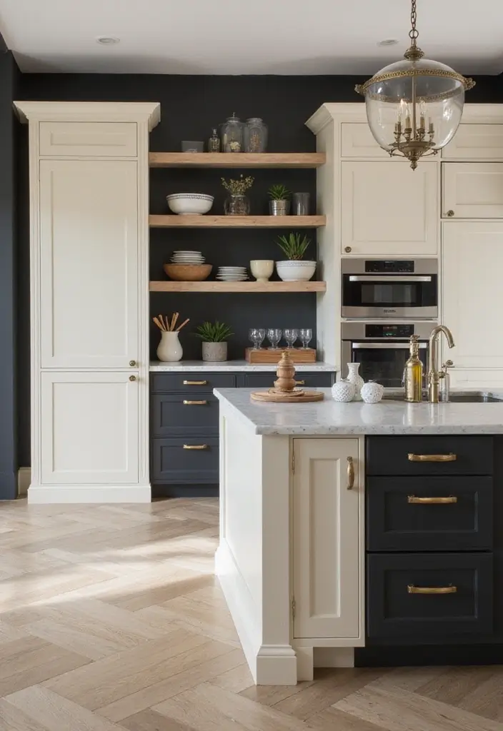 27 Cream Kitchen Ideas You’ll Want to Copy Right Away 22 27 Cream Kitchen Ideas You’ll Want to Copy Right Away - 22. Cream and Charcoal Blend