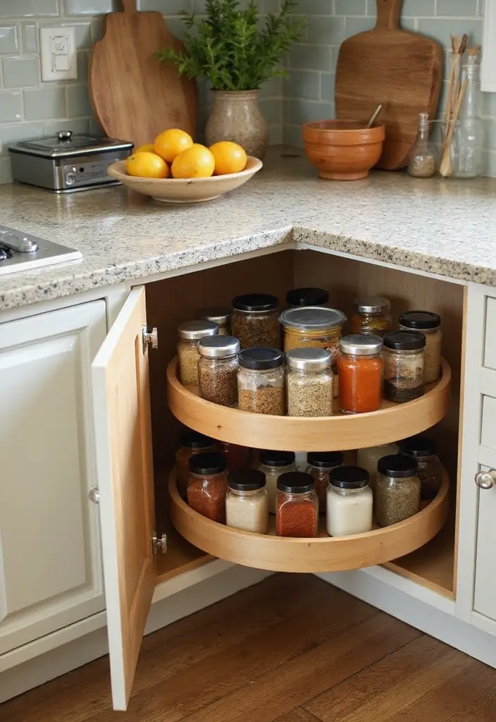 27 Kitchen Corner Cabinet Ideas to Solve Your Storage Problems 1 27 Kitchen Corner Cabinet Ideas to Solve Your Storage Problems - 1. Lazy Susan Magic