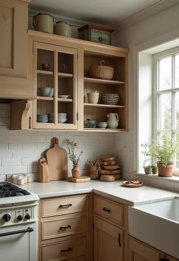 27 Kitchen Corner Cabinet Ideas to Solve Your Storage Problems 14 27 Kitchen Corner Cabinet Ideas to Solve Your Storage Problems - 14. Farmhouse Style Cabinets