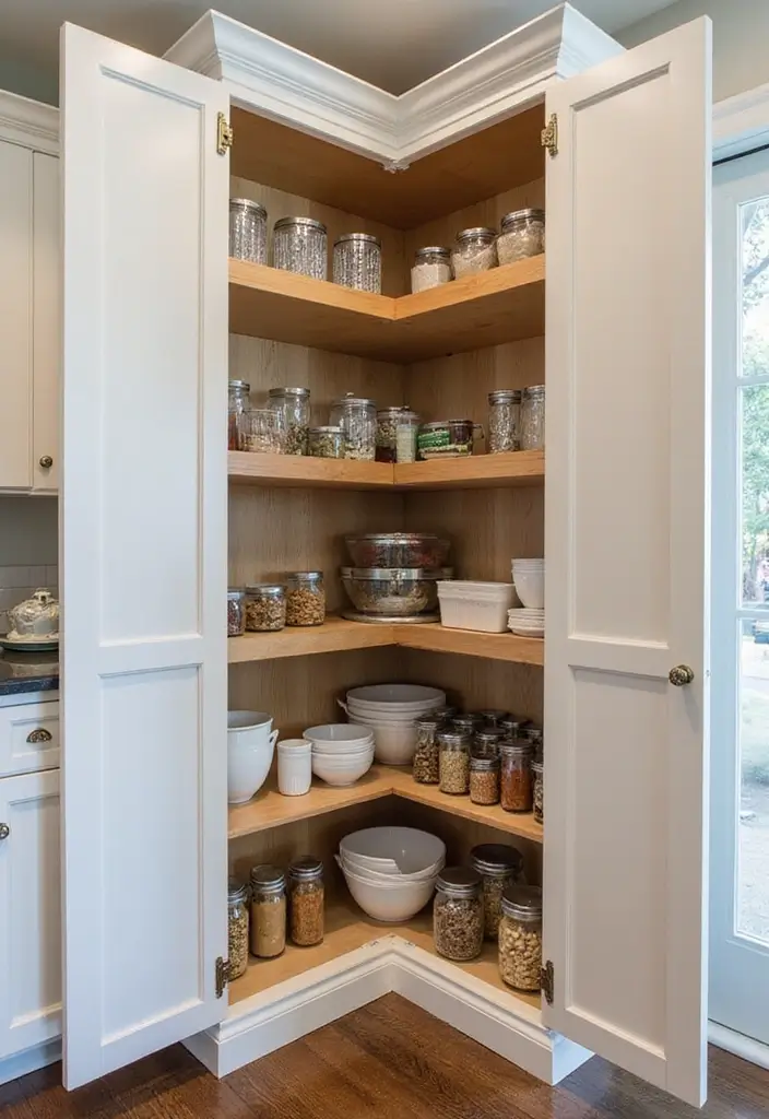 27 Kitchen Corner Cabinet Ideas to Solve Your Storage Problems 21 27 Kitchen Corner Cabinet Ideas to Solve Your Storage Problems - 21. Tiered Storage Solutions