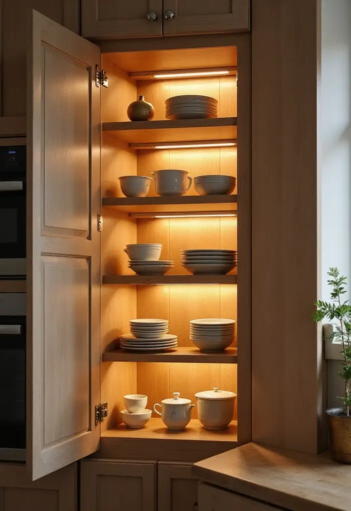 27 Kitchen Corner Cabinet Ideas to Solve Your Storage Problems 24 27 Kitchen Corner Cabinet Ideas to Solve Your Storage Problems - 24. Integrated Lighting