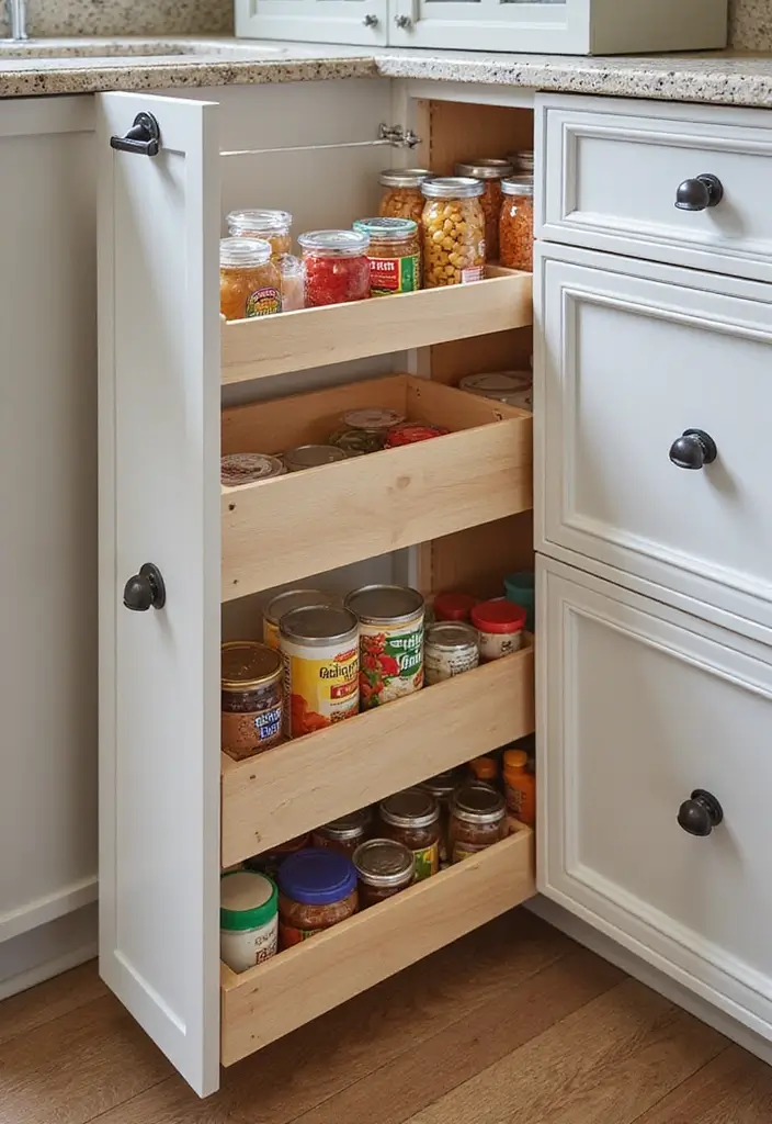 27 Kitchen Corner Cabinet Ideas to Solve Your Storage Problems 3 27 Kitchen Corner Cabinet Ideas to Solve Your Storage Problems - 3. Pull-Out Pantry Drawers