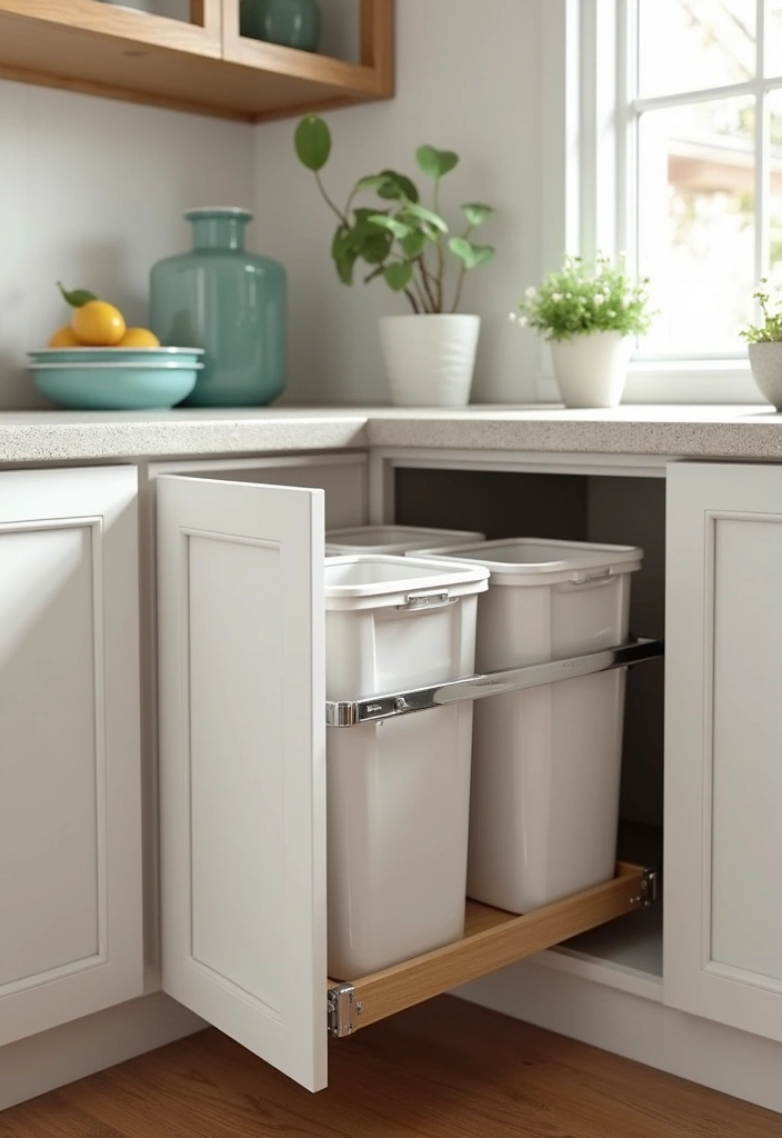 27 Kitchen Corner Cabinet Ideas to Solve Your Storage Problems 6 27 Kitchen Corner Cabinet Ideas to Solve Your Storage Problems - 6. Hidden Trash Bins