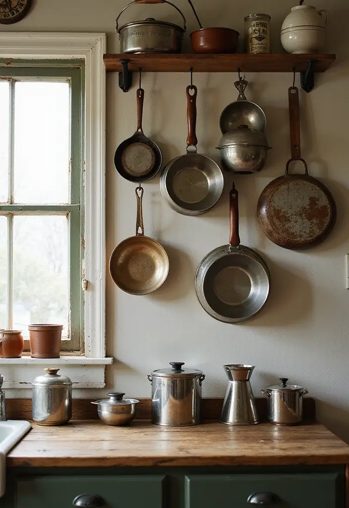 27 Kitchen Decor Ideas That Instantly Upgrade Your Space 12 27 Kitchen Decor Ideas That Instantly Upgrade Your Space - 12. Vintage Cookware Display