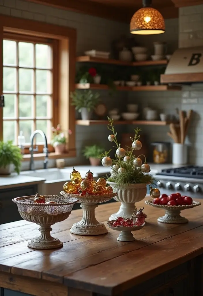 27 Kitchen Island Christmas Decor Ideas That Look Magical 11 27 Kitchen Island Christmas Decor Ideas That Look Magical - 11. Vintage Charm with Ornaments